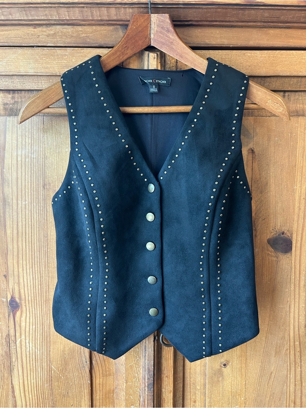 Moa Moa Black Studded Suede Vest